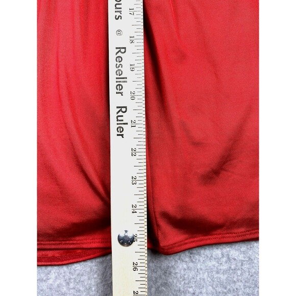 Alexia Admor Midi Dress Womens Large Red Wrap Bodice Empire Waist Made in USA - Picture 13 of 16